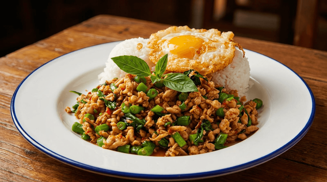 Kra Pow Gai Kai Dao.
