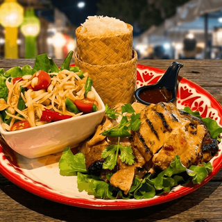 Grilled Chicken, Papaya Salad & Sticky Rice
