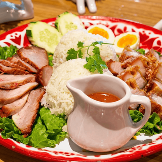 BBQ Pork, Crispy Pork Belly & Rice